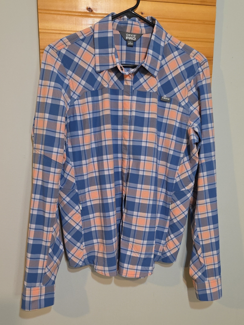 Orvis PRO Blue and Peach Plaid Performance Shirt